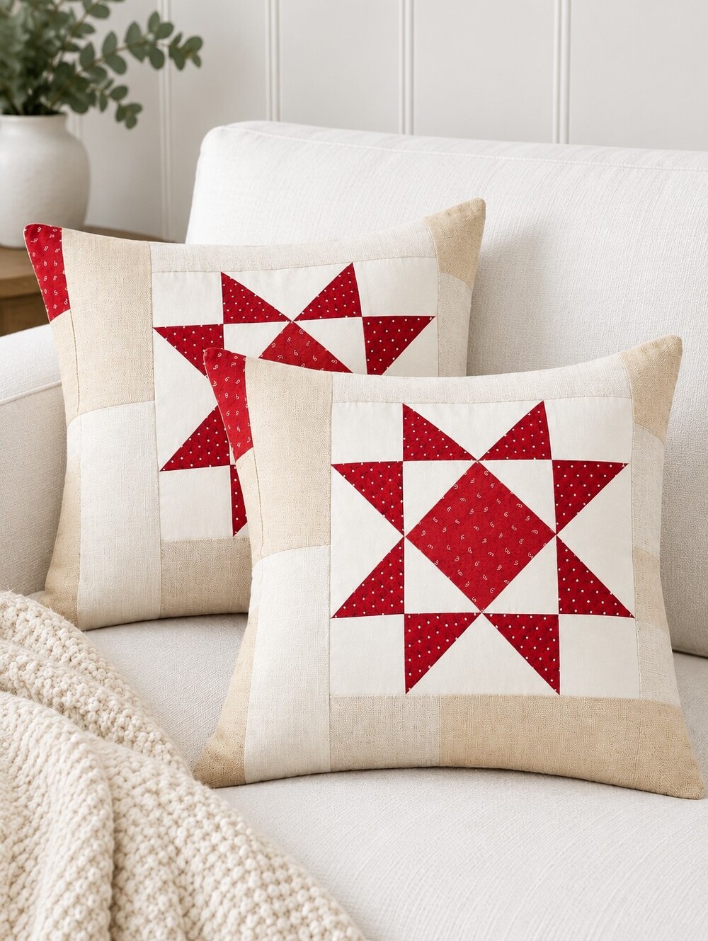 Pottery Barn Landier Pieced Pillow Covers 22x22 Set of 2 NEW